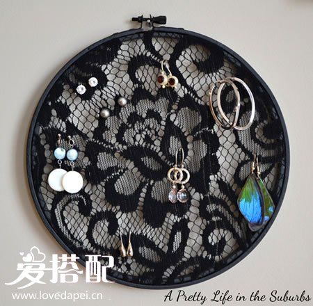 黑色蕾絲耳環架DIY